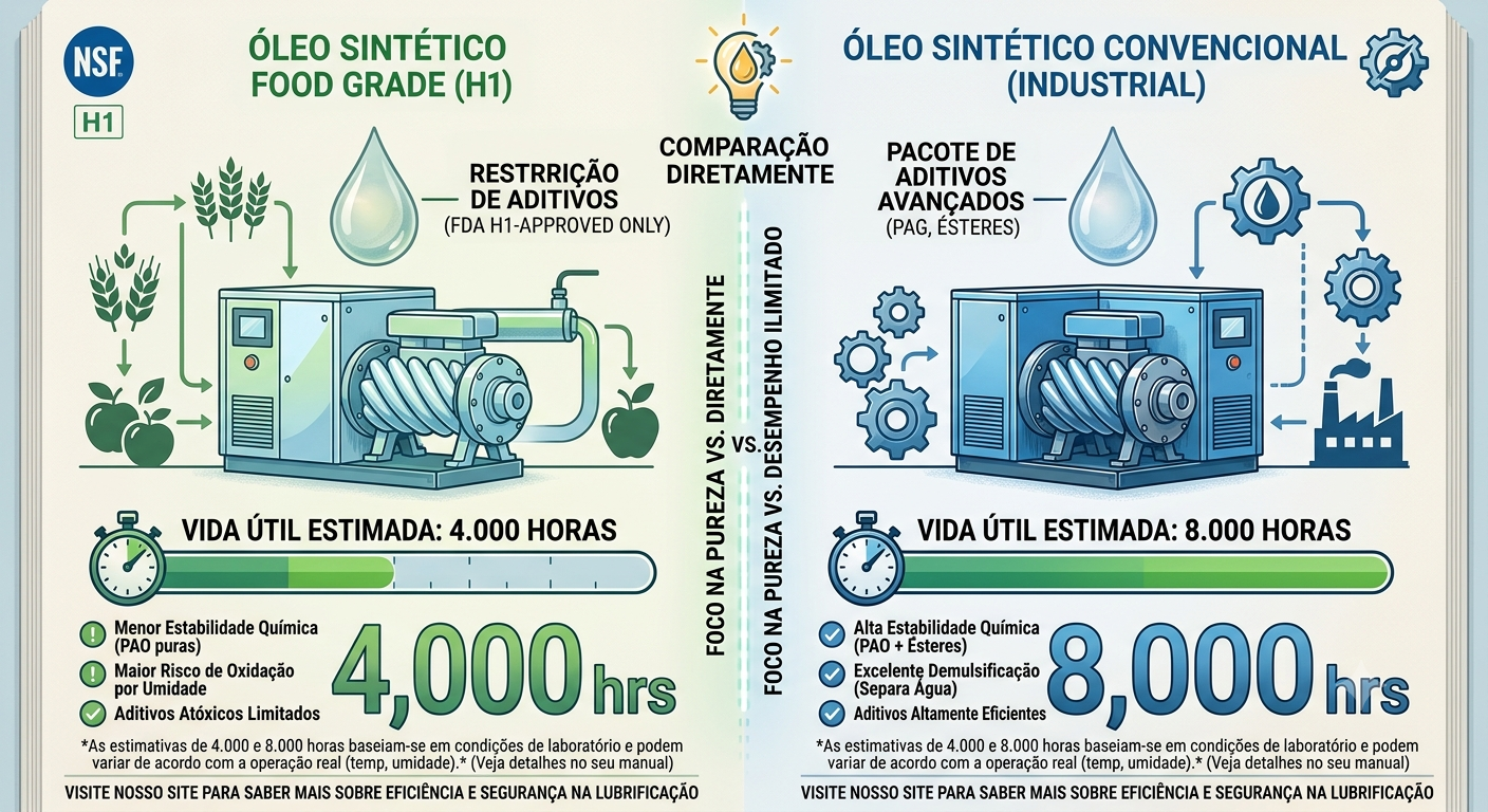 Óleo sintético x Óleo sintético Food Grade